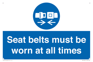 Seat belts must be worn at all times